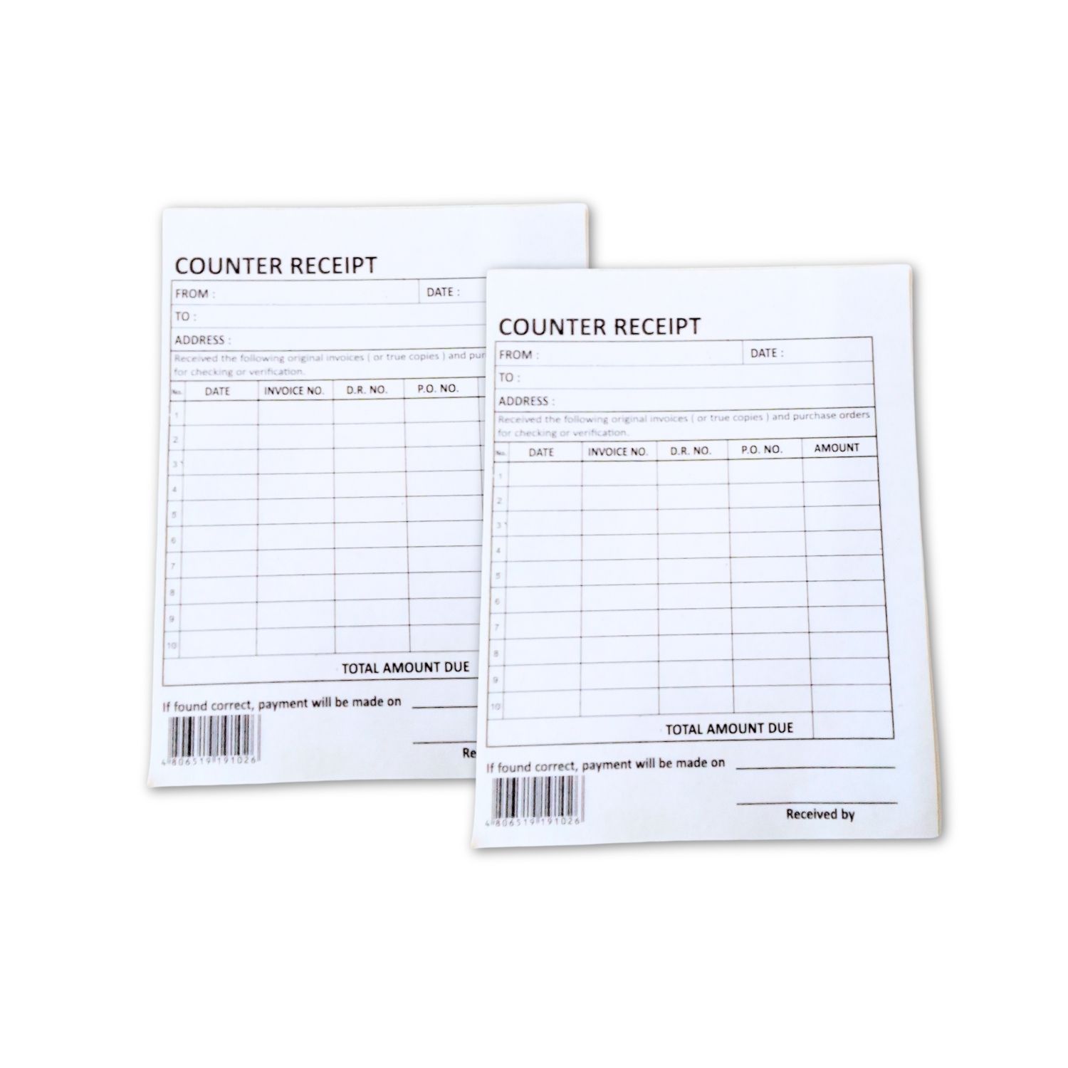 Counter Receipts