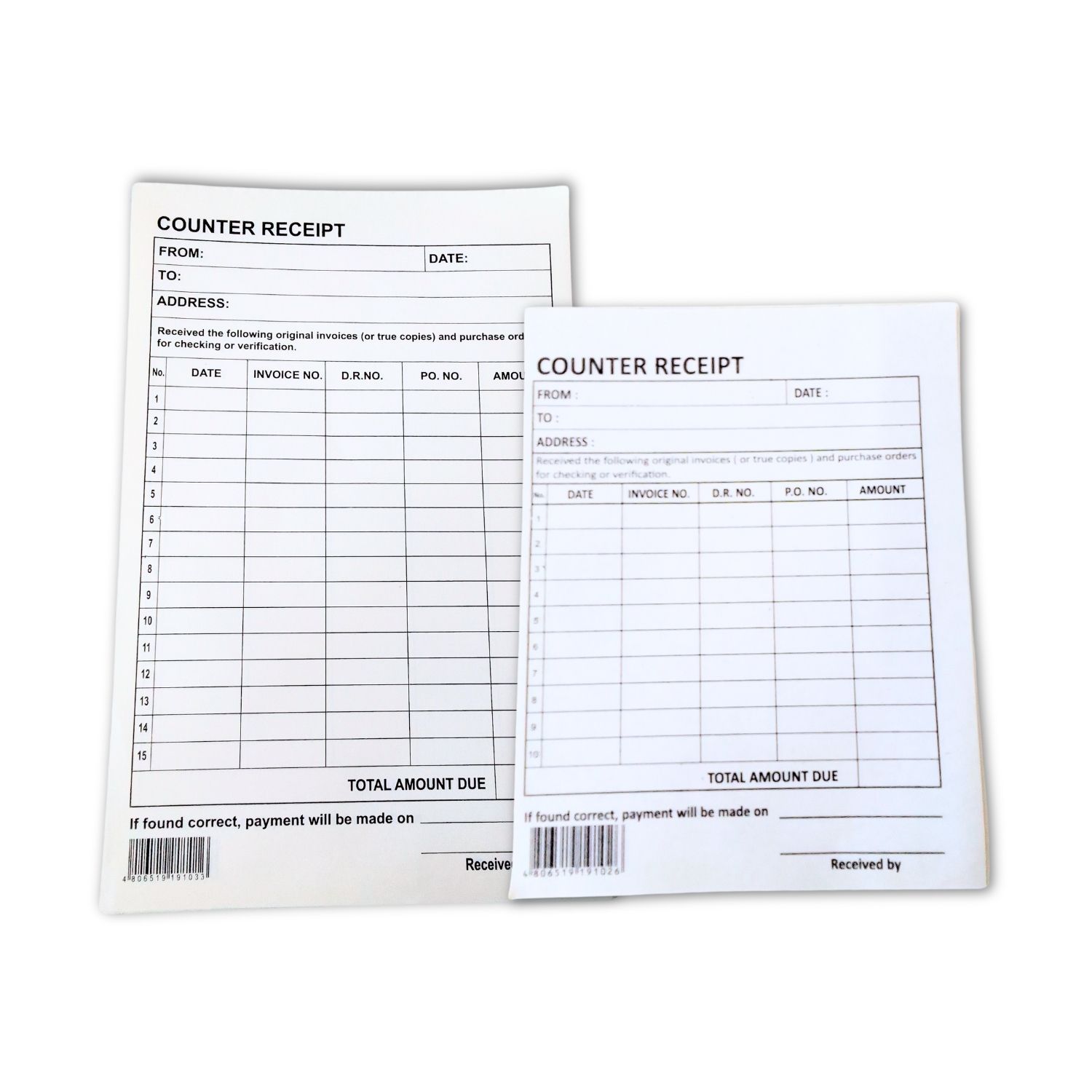 Counter Receipts photo